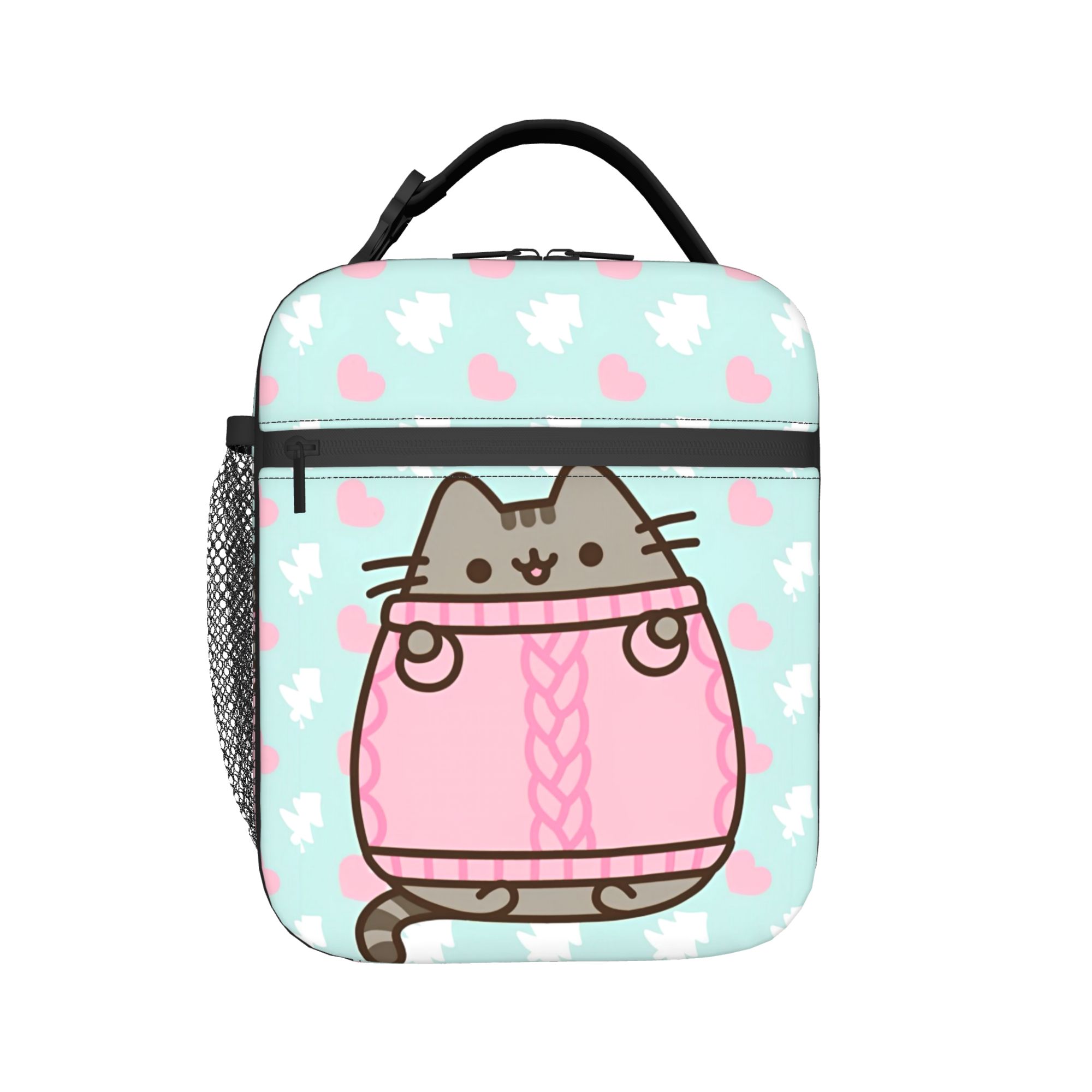 Tote Bag Sublimation - かわいい猫断熱ランチバッグポータブル P-Pusheencats 食事容器クーラーバッグランチボックストート大学ピクニック食品保存袋