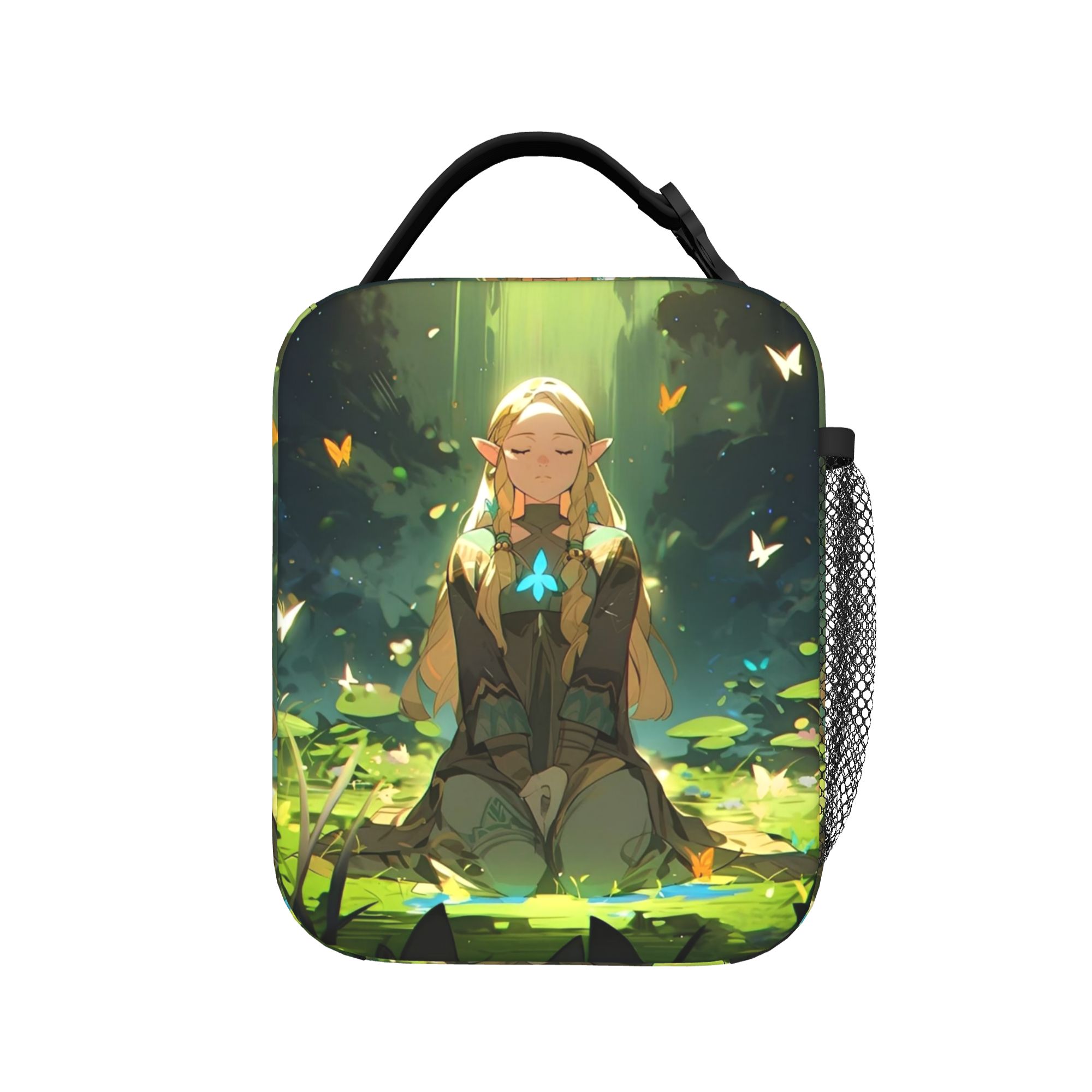 Tote Bag Sublimation - 漫画ゼルダの伝説ゲーム断熱ランチバッグ漏れ防止再利用可能なクーラーバッグトートランチボックス仕事屋外弁当ポーチ