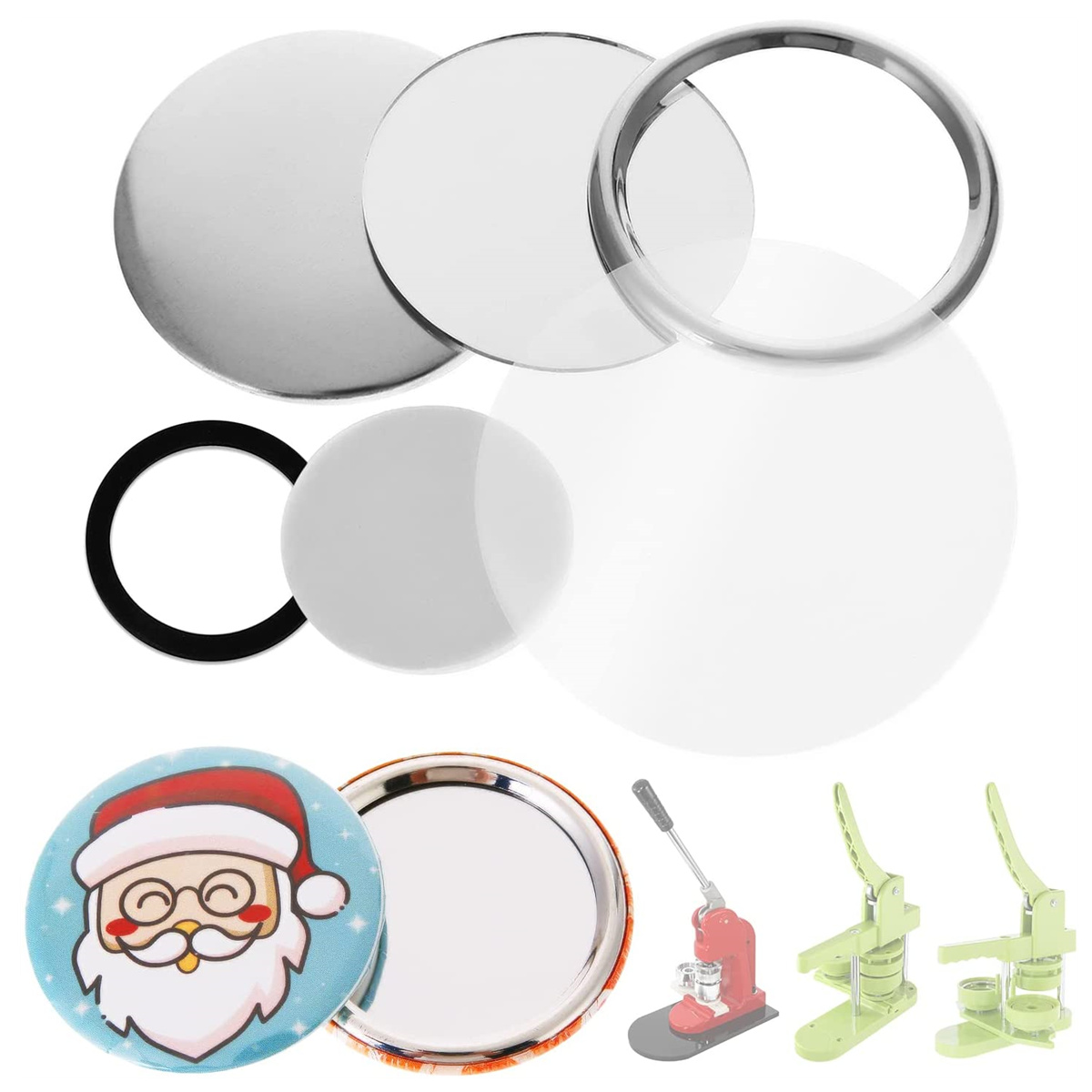 無地ミラーバッジボタンパーツ58MM、バッジピンメーカーマシ - Button Badge Blank のレビューと価格