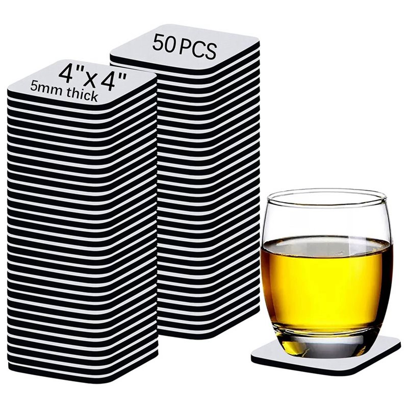 100個入り昇華ブランクカップコースター、4×4インチ昇華転 - Coaster Sublimation Blank のレビューと価格