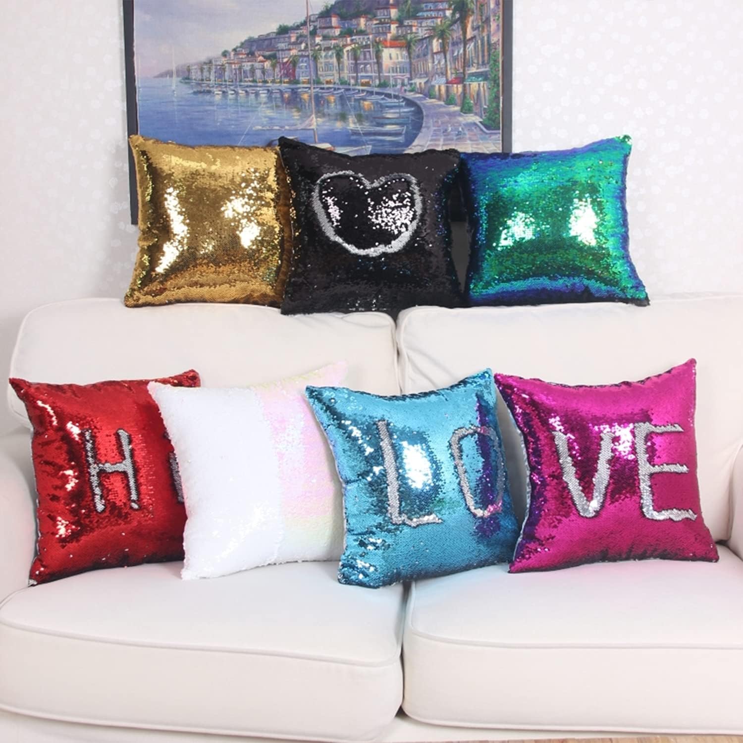 10 個絵画生地昇華ブランクスローピローカバー 40 センチ - Pillow Cover Sublimation のレビューと価格